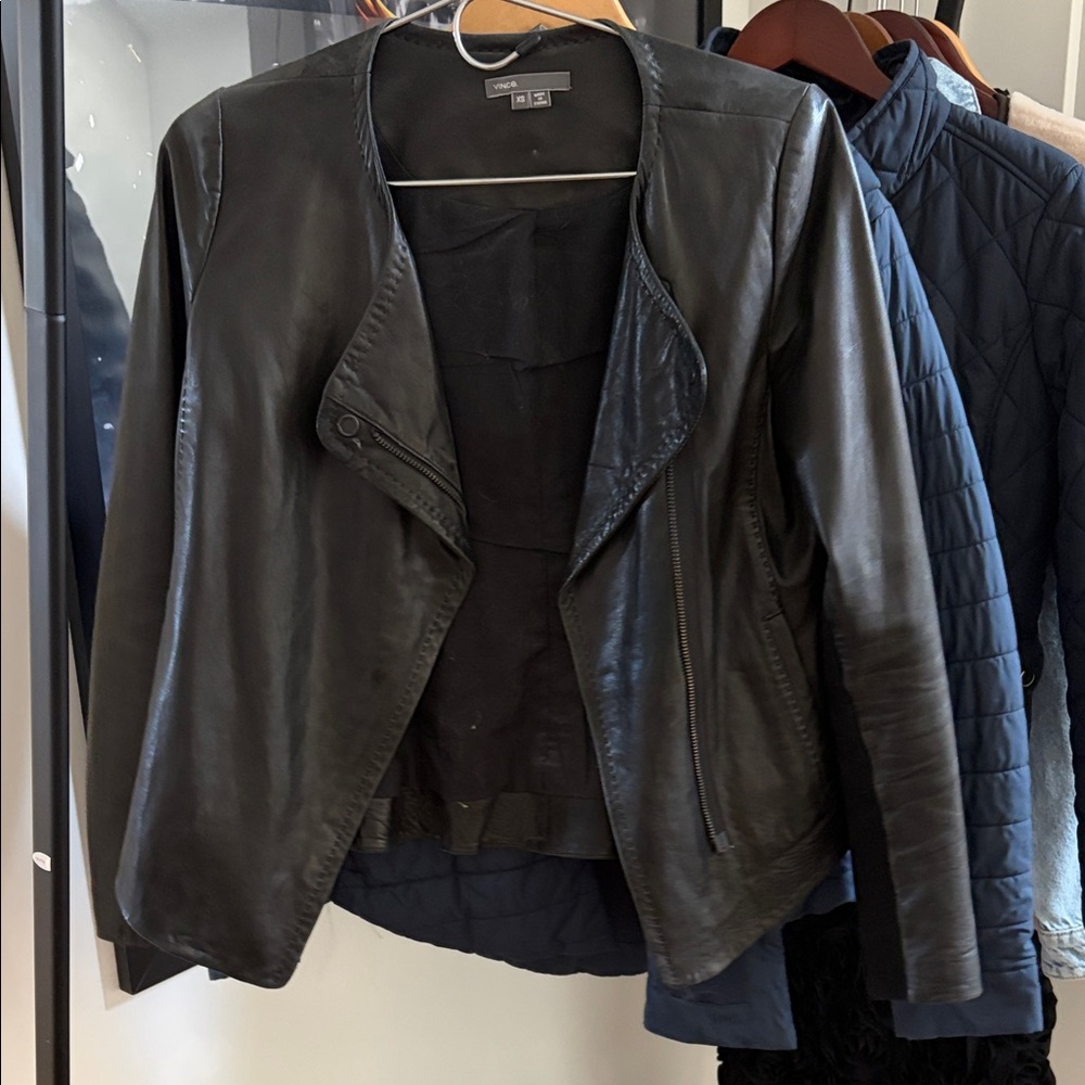 Vince Black Napa Leather Jacket for Women XS